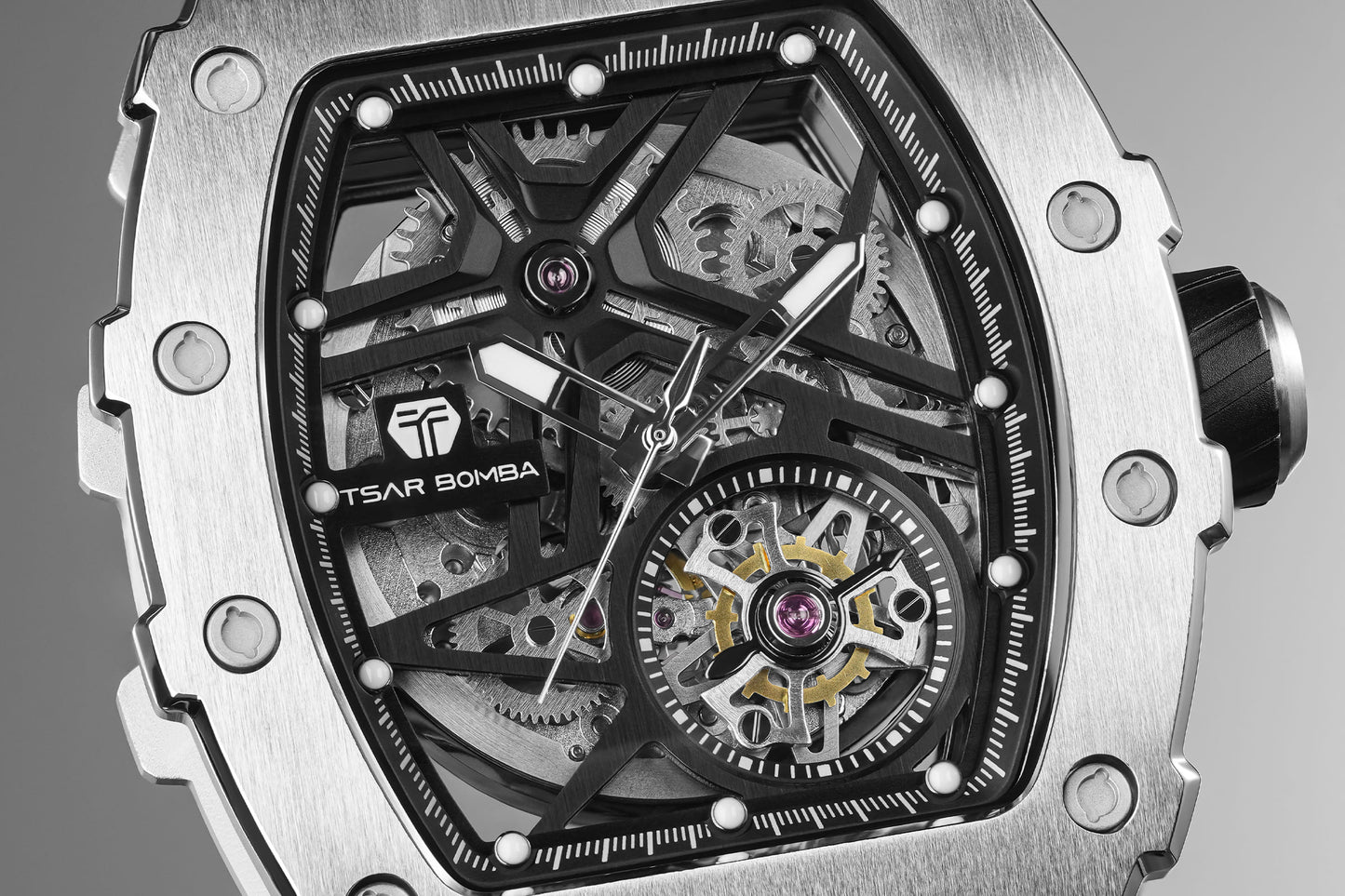 Official TSAR BOMBA Luxury Skeleton Mechanical Watch — TB8209A