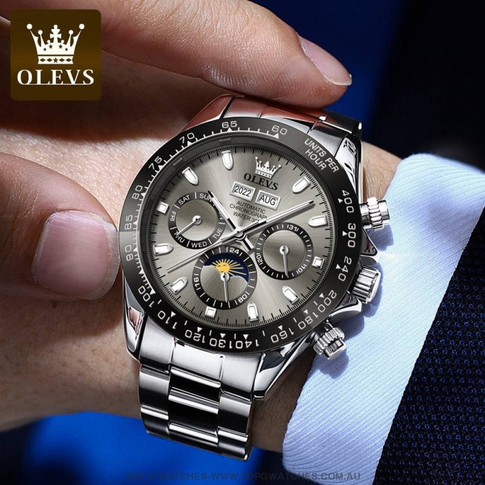 New OLEVS Automatic Mechanical Self Wind Luminous Chronograph Wristwatch - Top G Watches