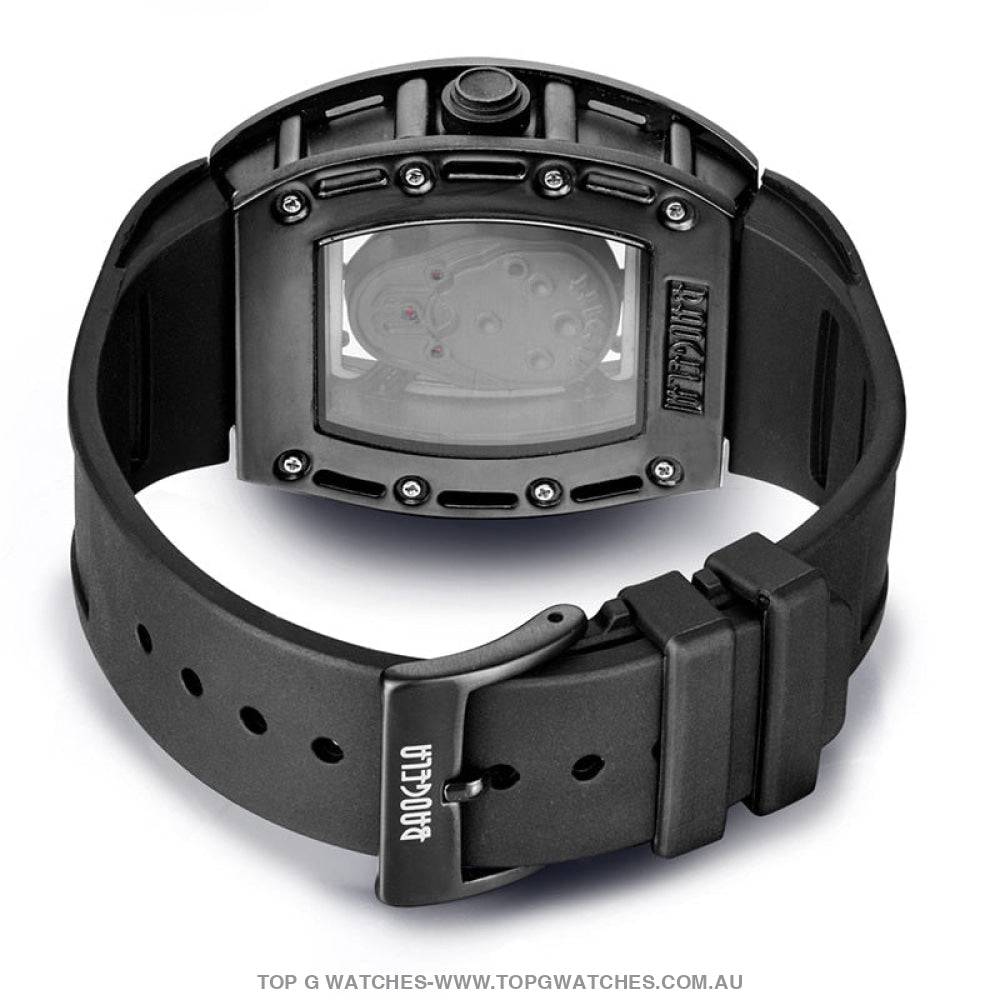 Infamous Baogela Tonneau Skull Style Luminous Quartz Skeleton Waterproof 3ATM Wristwatch - Top G Watches