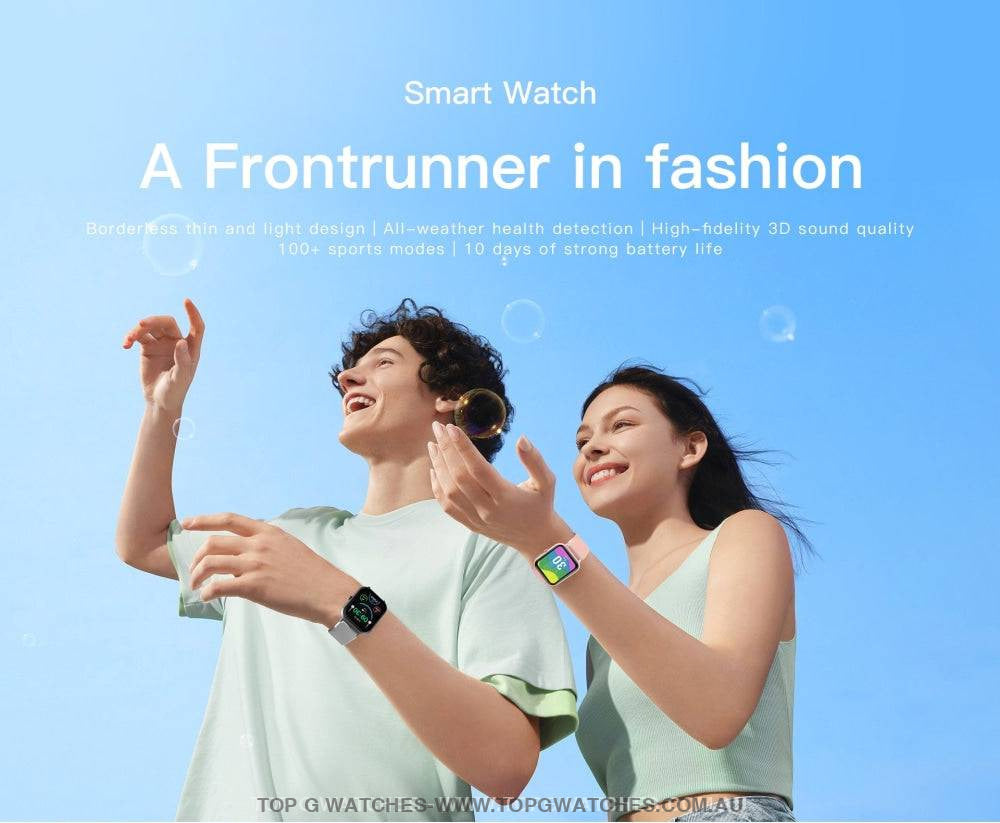 Beautiful Fashion Sports Ivanony Smart 1.83 LED Display Bluetooth Answer Call Voice A.I Assistant Fitness Smart Watch - Top G Watches