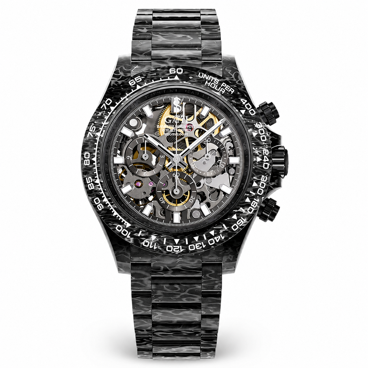 BONEST GATTI BG9014 Carbon Fibre Skeleton Automatic Chronograph Watch
