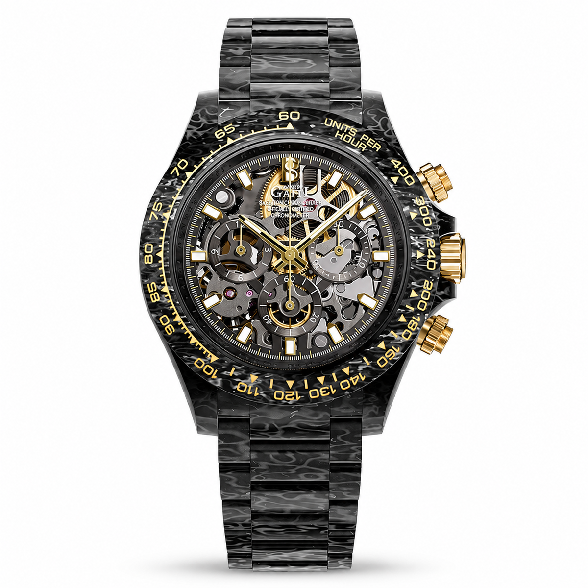 BONEST GATTI BG9014 Carbon Fibre Skeleton Automatic Chronograph Watch