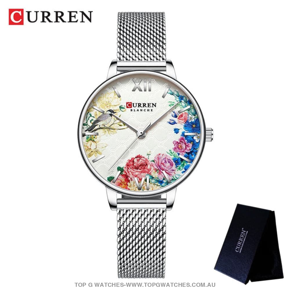 Flower Rose Curren Elegant Gold Waterproof Mesh Bracelet Ladies' Wristwatch - Top G Watches
