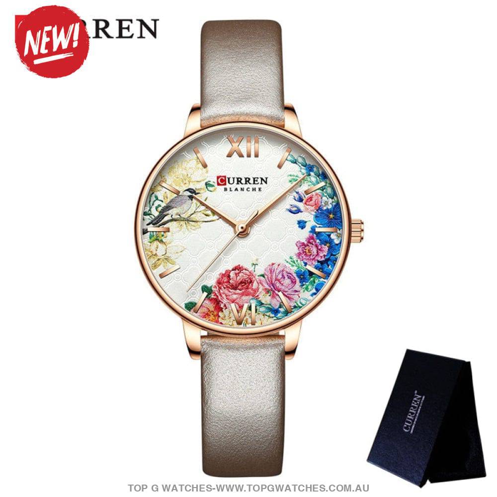 Flower Rose Curren Elegant Gold Waterproof Mesh Bracelet Ladies' Wristwatch - Top G Watches