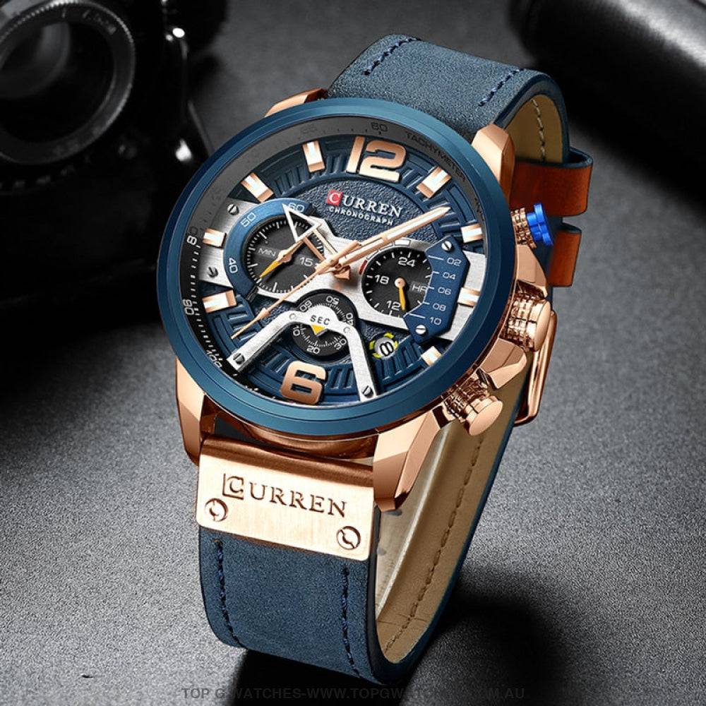 Casual Sport Business Military Leather Fashion Curren Wristwatch - Top G Watches