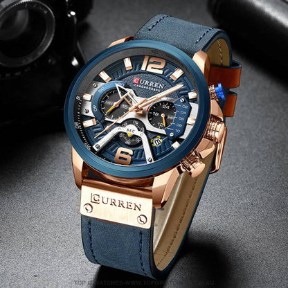 Casual Sport Business Military Leather Fashion Curren Wristwatch - Top G Watches