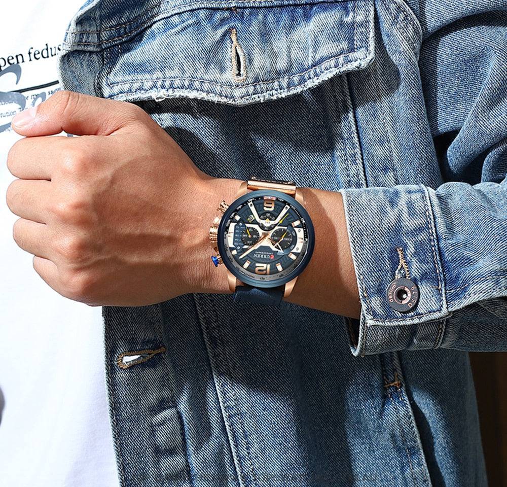 Casual Sport Business Military Leather Fashion Curren Wristwatch - Top G Watches