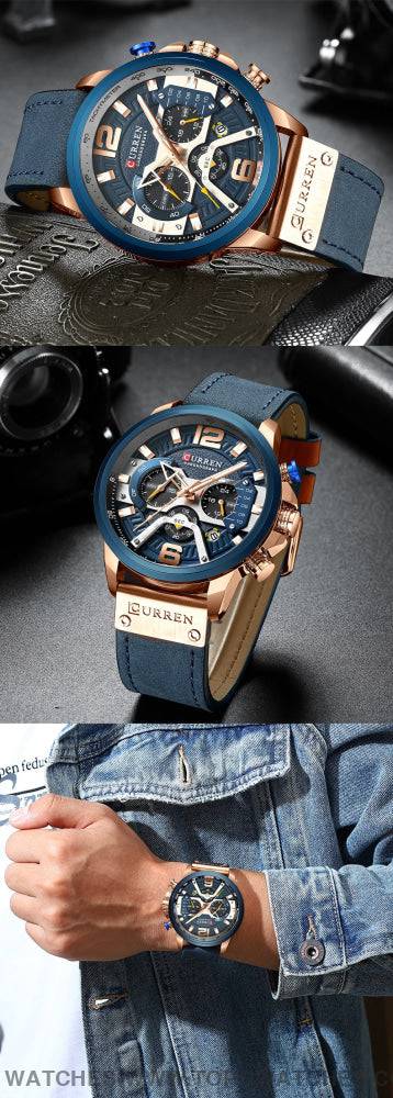 Casual Sport Business Military Leather Fashion Curren Wristwatch - Top G Watches