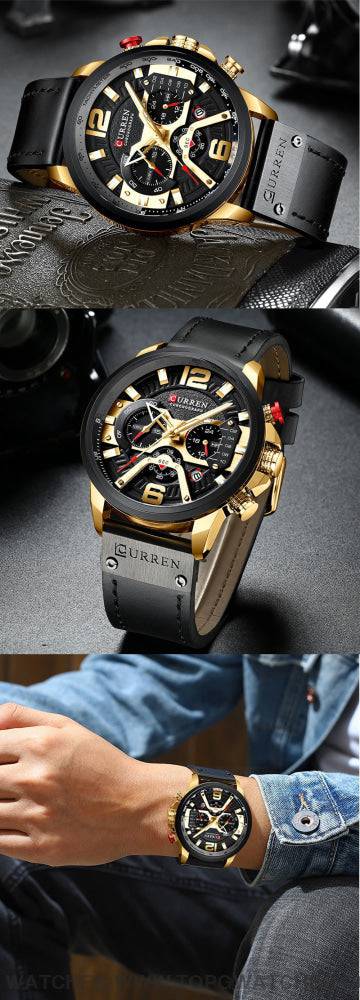 Casual Sport Business Military Leather Fashion Curren Wristwatch - Top G Watches