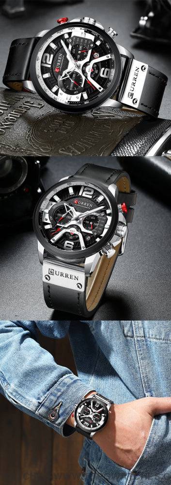 Casual Sport Business Military Leather Fashion Curren Wristwatch - Top G Watches