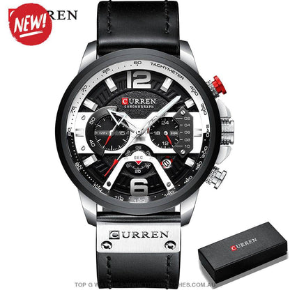 Casual Sport Business Military Leather Fashion Curren Wristwatch - Top G Watches