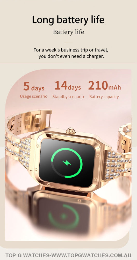 Elegant Diamond Gold Lige Smart Sport Fitness Bluetooth Fashion Pro V1 Smartwatch - Top G Watches