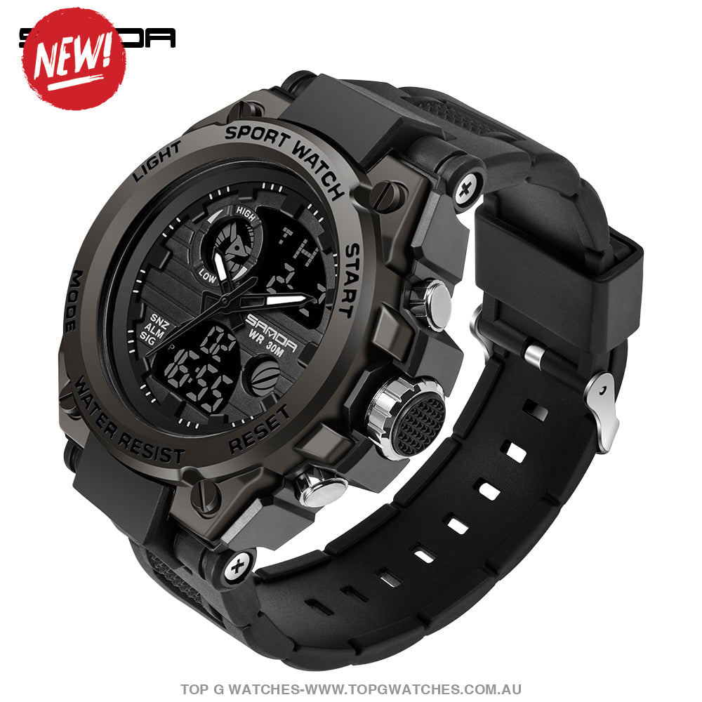 G-Style Shock Sanda Sports Military Dual Shockproof Waterproof Digital Wristwatch Black Mens Watches