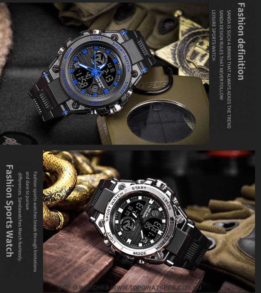 G-Style Shock SANDA Sports Military Dual Shockproof Waterproof Digital Wristwatch - Top G Watches