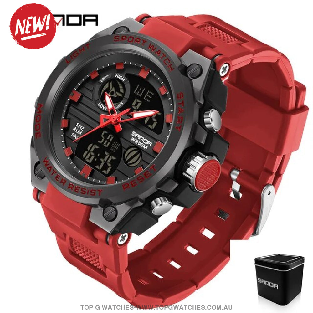 G - Style Shock Sanda Sports Military Dual Shockproof Waterproof Digital Wristwatch (New) Red