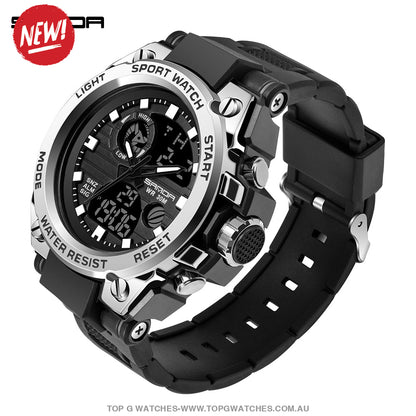 G-Style Shock Sanda Sports Military Dual Shockproof Waterproof Digital Wristwatch Silver Mens