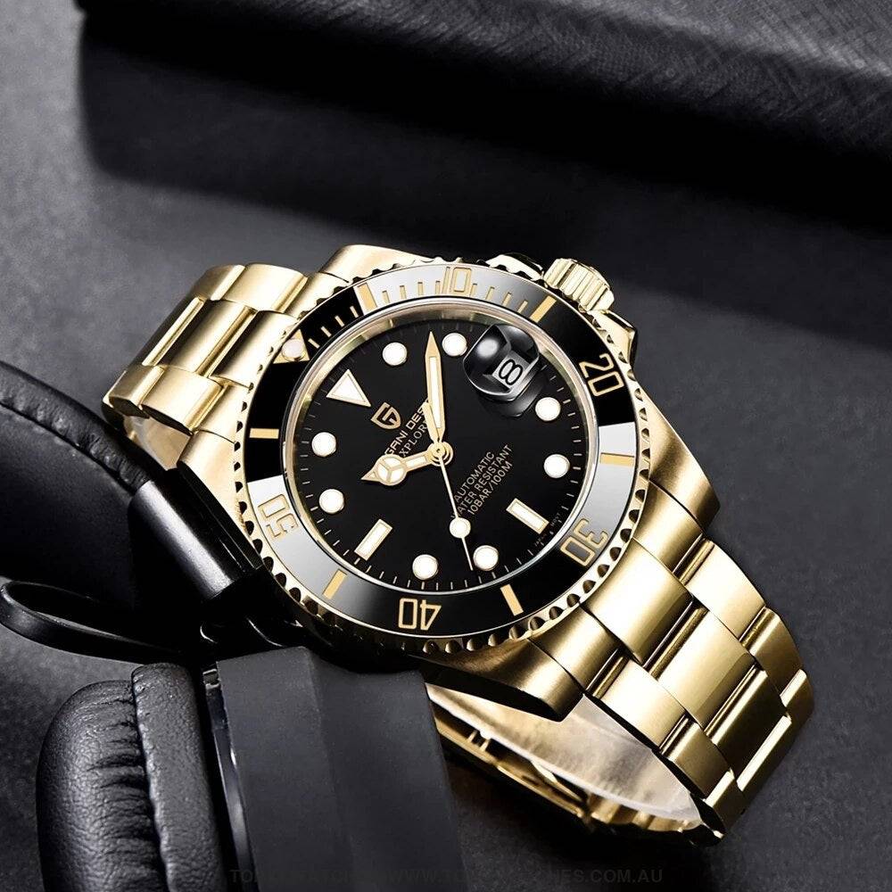 Gold Pagani Design Sapphire Crystal 100M Automatic Mechanical PD-1661 Wrist Watch - Top G Watches