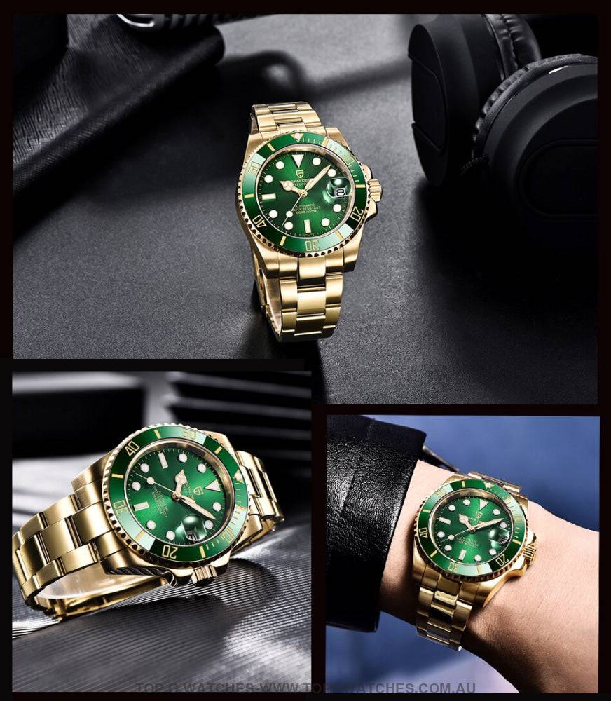 Gold Pagani Design Sapphire Crystal 100M Automatic Mechanical PD-1661 Wrist Watch - Top G Watches