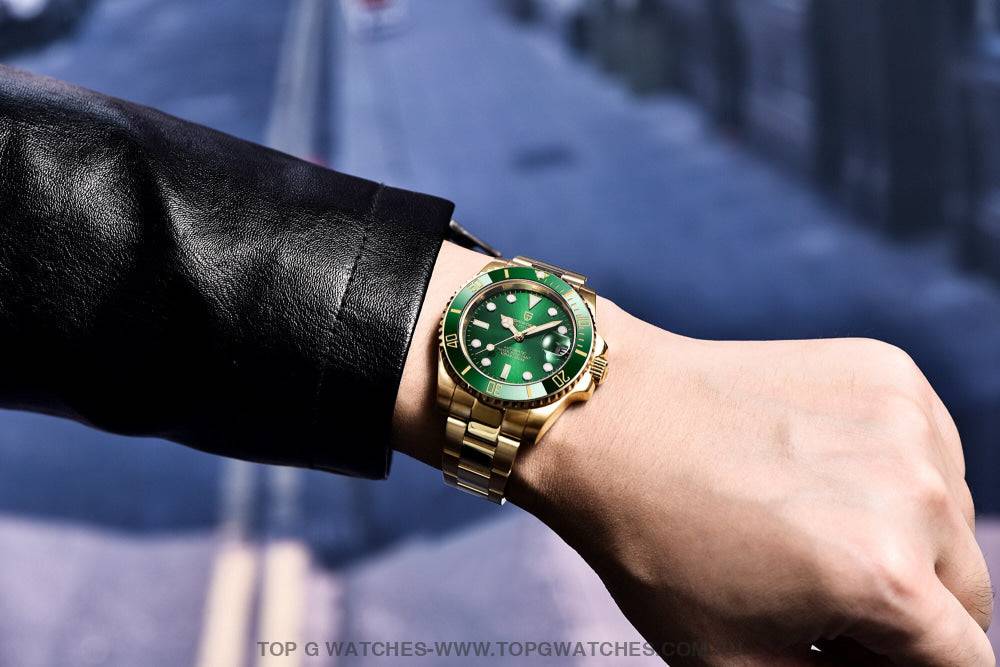 Gold Pagani Design Sapphire Crystal 100M Automatic Mechanical PD-1661 Wrist Watch - Top G Watches