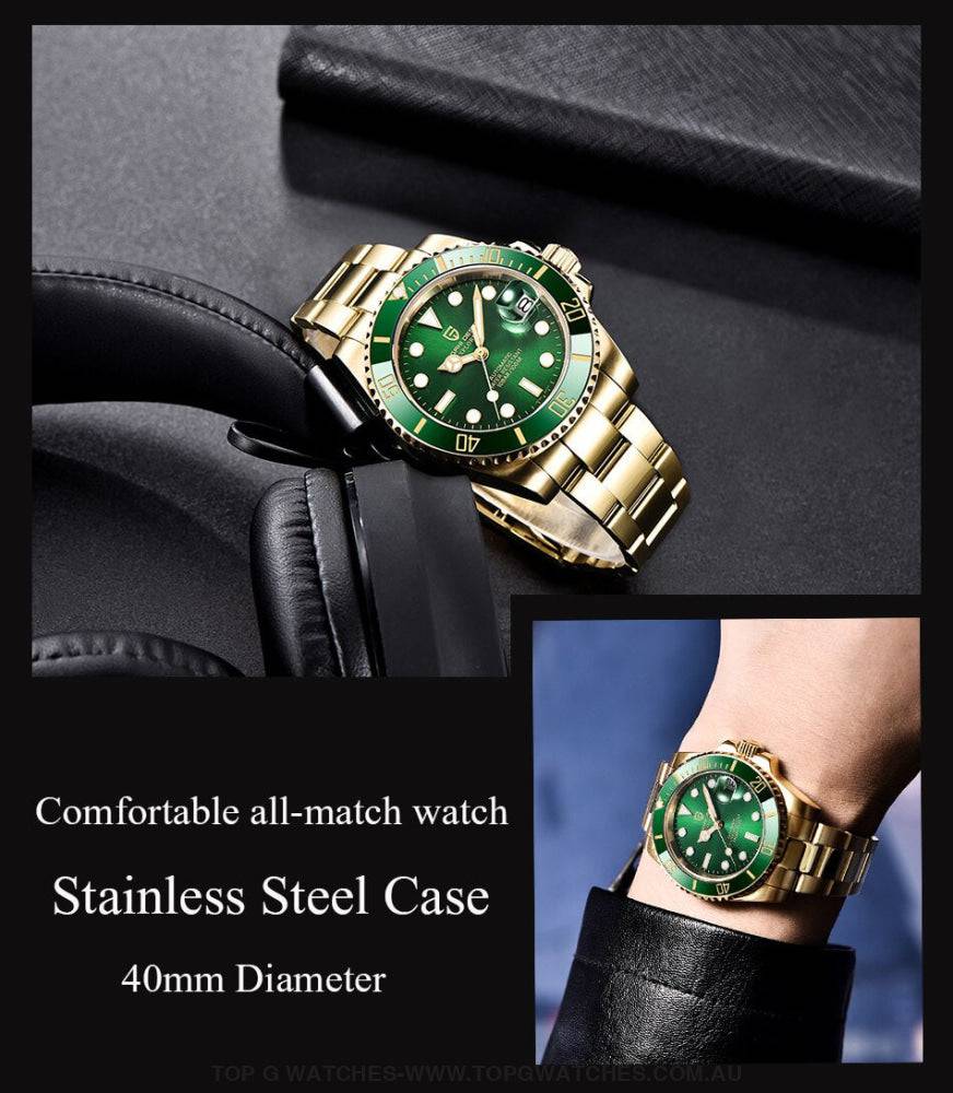 Gold Pagani Design Sapphire Crystal 100M Automatic Mechanical PD-1661 Wrist Watch - Top G Watches
