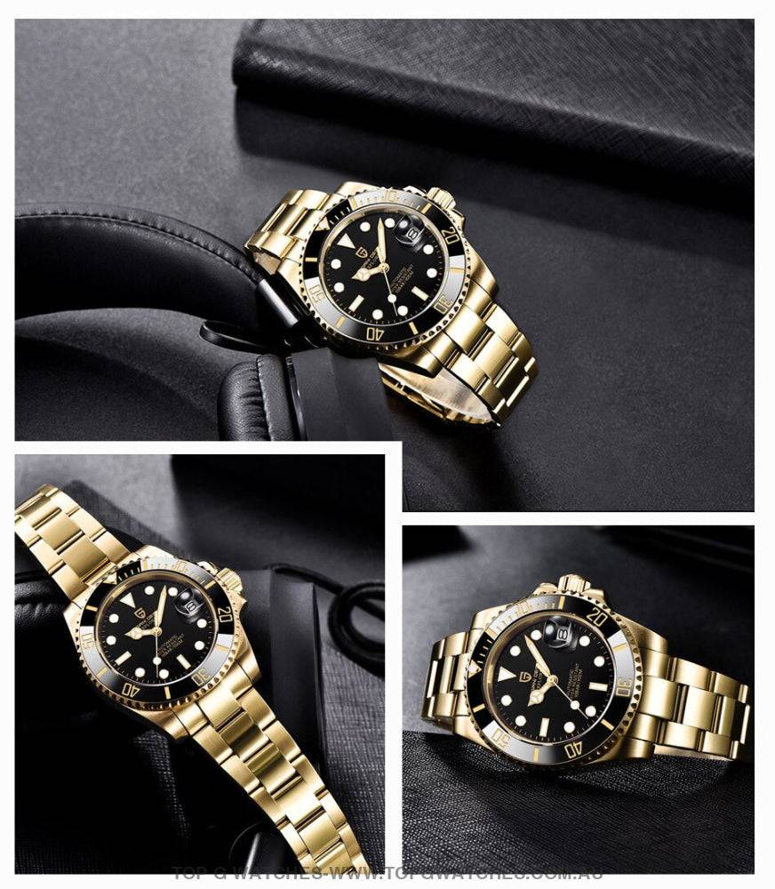 Gold Pagani Design Sapphire Crystal 100M Automatic Mechanical PD-1661 Wrist Watch - Top G Watches