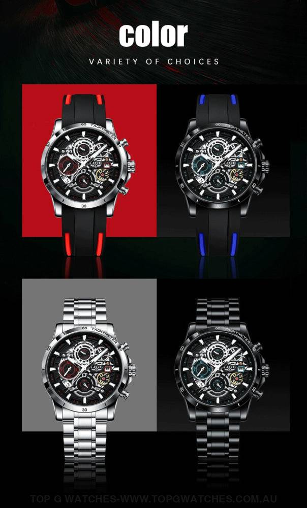 Luxury Lige Business Hollow Sports Waterproof Quartz Men's Military Wristwatch - Top G Watches