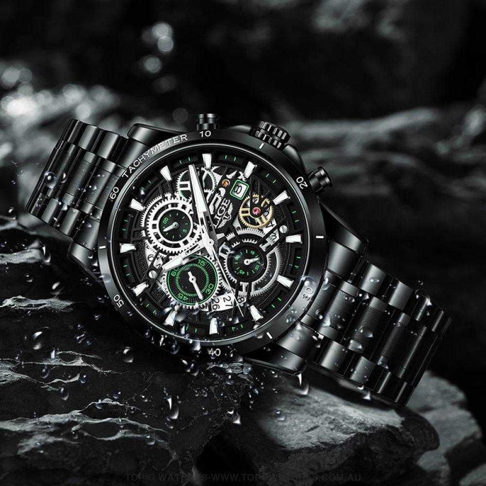 Luxury Lige Business Hollow Sports Waterproof Quartz Men's Military Wristwatch - Top G Watches