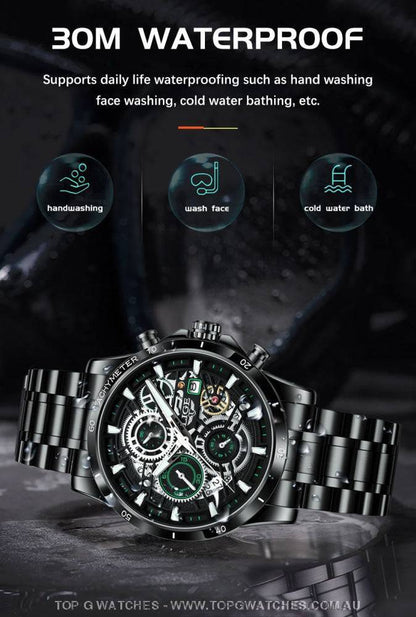 Luxury Lige Business Hollow Sports Waterproof Quartz Men's Military Wristwatch - Top G Watches