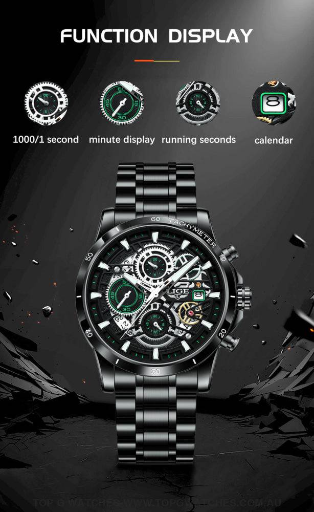Luxury Lige Business Hollow Sports Waterproof Quartz Men's Military Wristwatch - Top G Watches