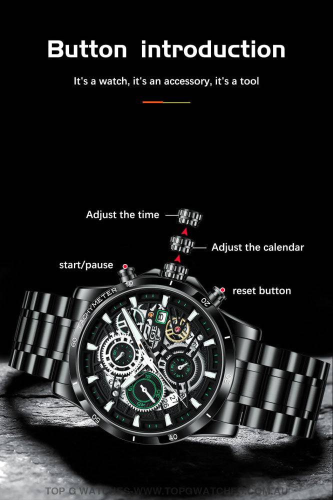 Luxury Lige Business Hollow Sports Waterproof Quartz Men's Military Wristwatch - Top G Watches