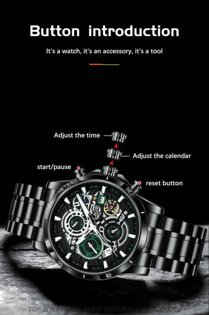 Luxury Lige Business Hollow Sports Waterproof Quartz Men's Military Wristwatch - Top G Watches