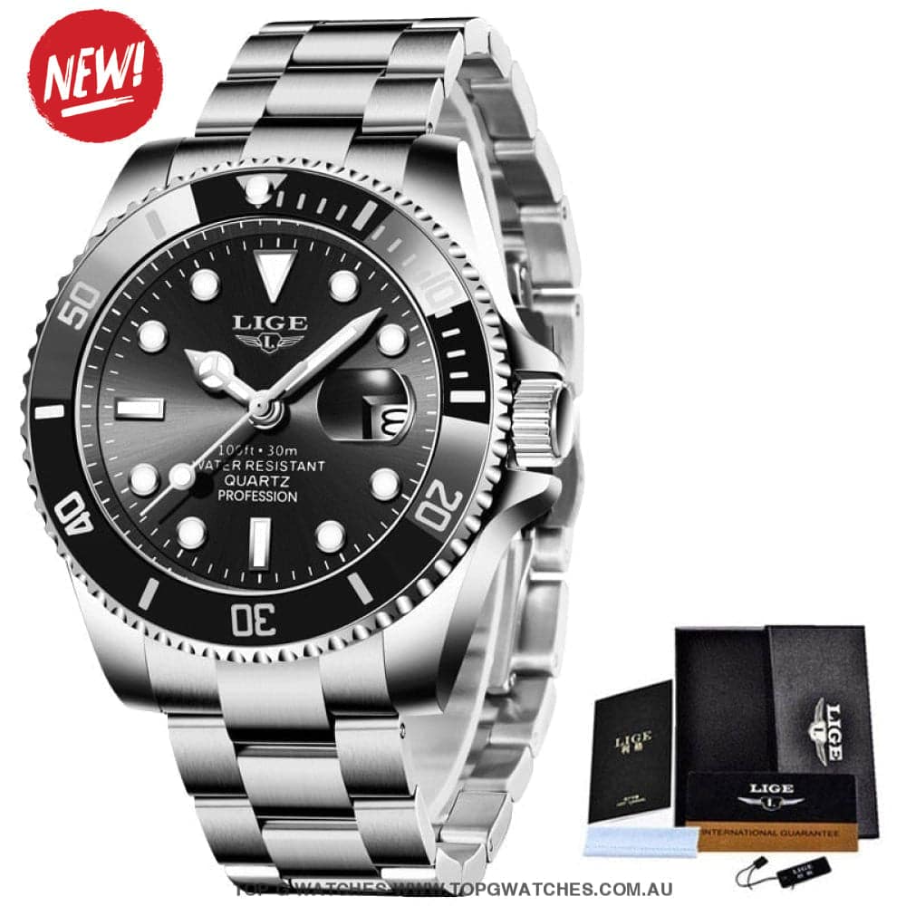 Luxury Lige Profession Subdiver Chronograph Quartz Crystal Wristwatch - Top G Watches