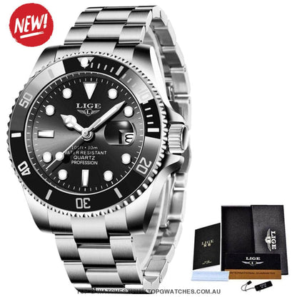 Luxury Lige Profession Subdiver Chronograph Quartz Crystal Wristwatch - Top G Watches