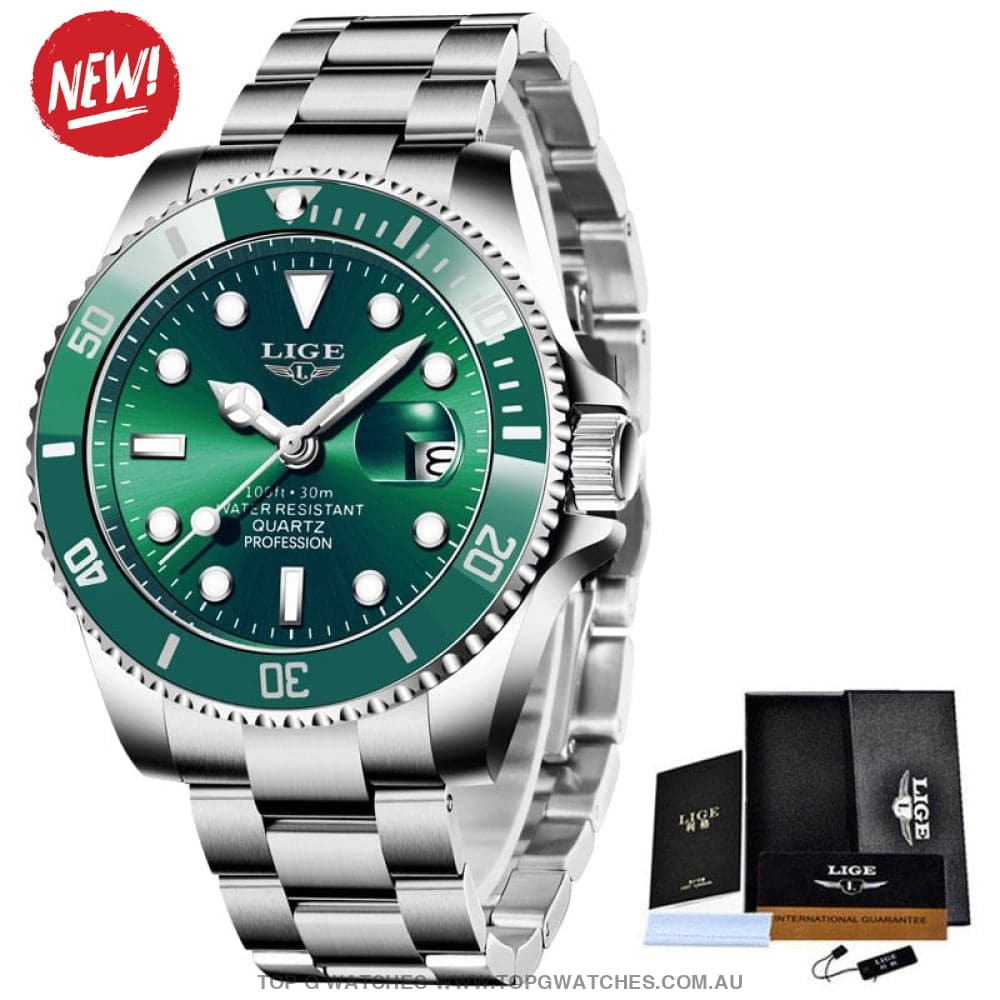 Luxury Lige Profession Subdiver Chronograph Quartz Crystal Wristwatch - Top G Watches