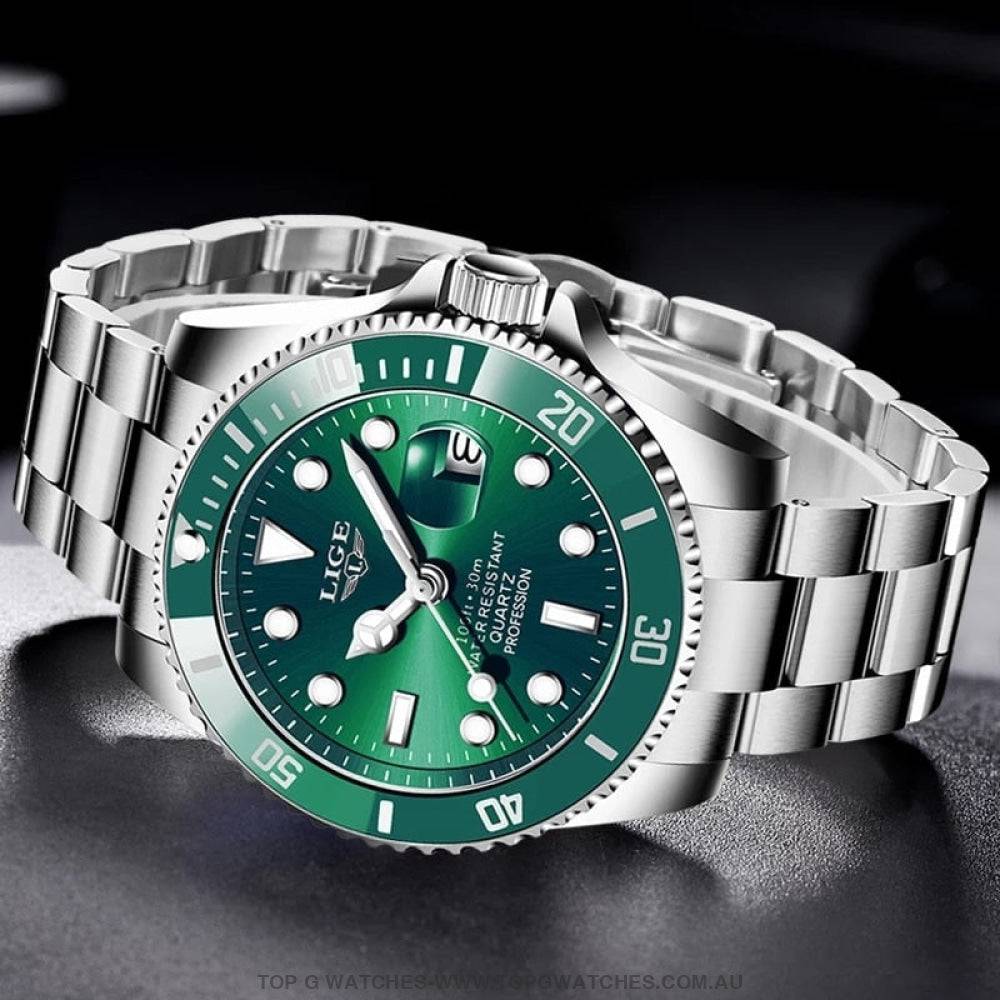 Luxury Lige Profession Subdiver Chronograph Quartz Crystal Wristwatch - Top G Watches