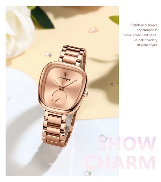 Luxury Poedagar 783 Waterproof Stainless-Steel Quartz Ladies Watch - Top G Watches
