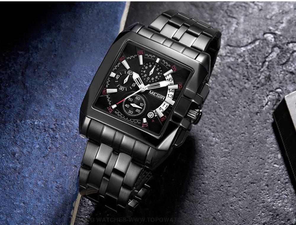 Megir Big Dial Stainless Steel Luxury Waterproof Luminous Military Sport Watch - Top G Watches