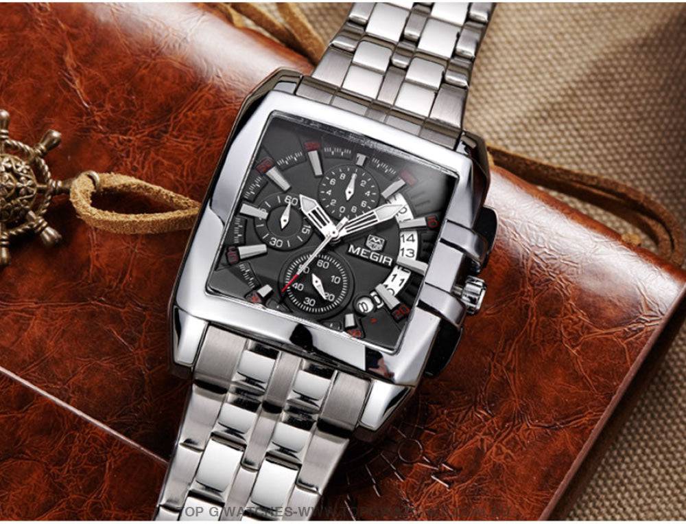 Megir Big Dial Stainless Steel Luxury Waterproof Luminous Military Sport Watch - Top G Watches