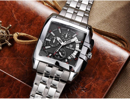 Megir Big Dial Stainless Steel Luxury Waterproof Luminous Military Sport Watch - Top G Watches