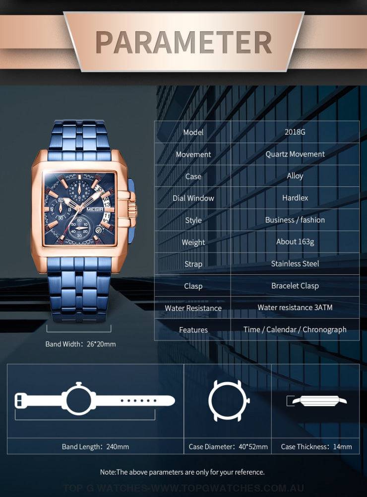 Megir Big Dial Stainless Steel Luxury Waterproof Luminous Military Sport Watch - Top G Watches