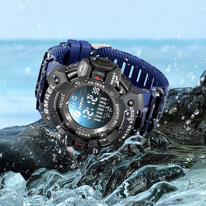 Military Digital SMAEL LED 50m Waterproof LED Stopwatch 8050 Sports Wristwatch - Top G Watches