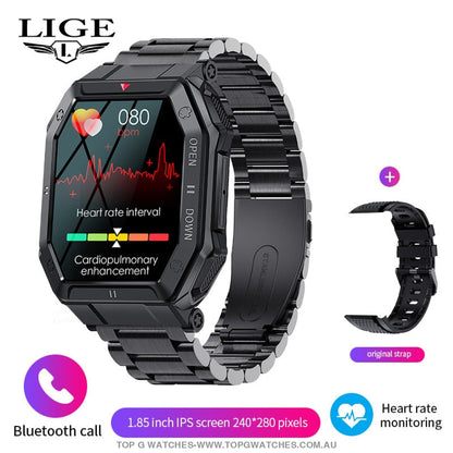 New LIGE Digital Bluetooth Smart HD LED Display Screen Outdoor Sports Fitness Waterproof Smartwatch - Top G Watches