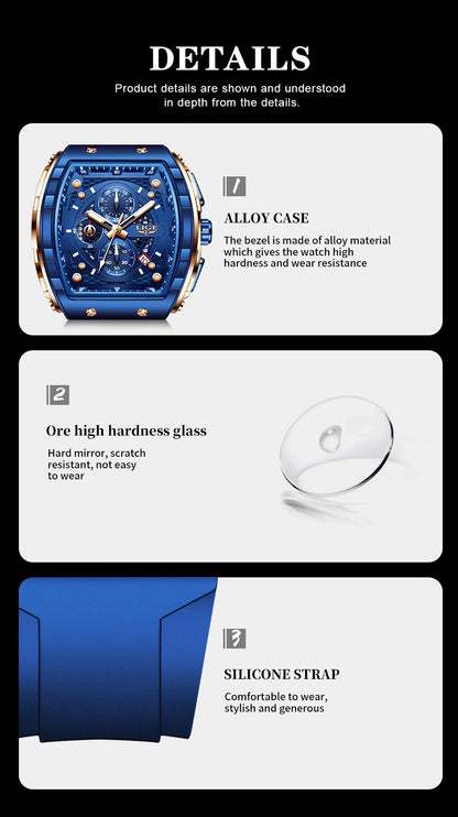 NEW Lige Tonneau Waterproof Sports Chronograph Quartz Watch - Top G Watches