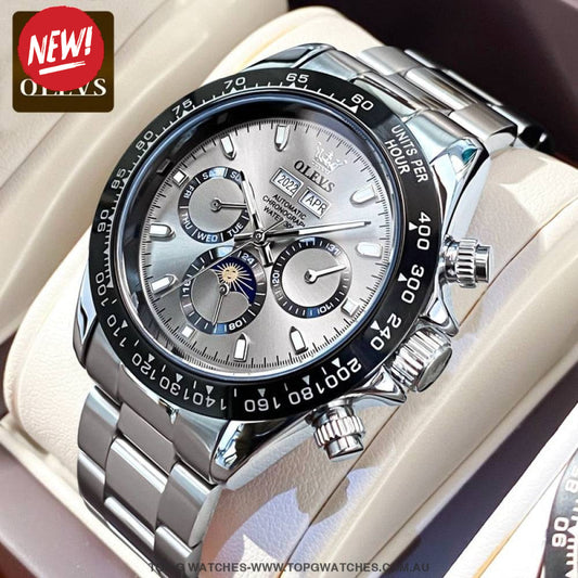 New OLEVS Automatic Mechanical Self Wind Luminous Chronograph Wristwatch - Top G Watches