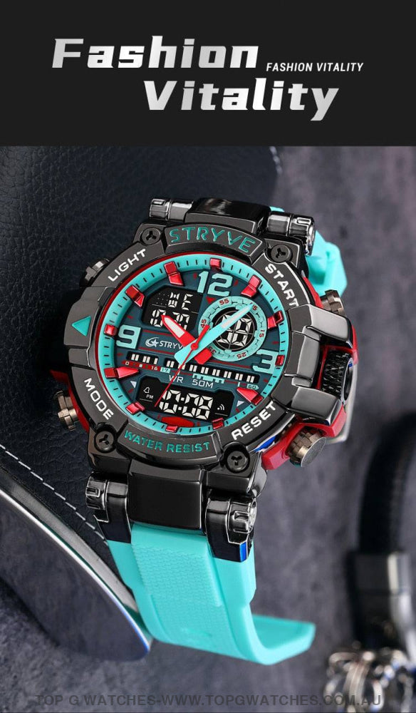 New Sports Model Luxury Stryve Digital-Analog Dual Waterproof Sports Watch - Top G Watches