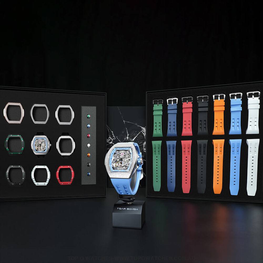 Official TSAR BOMBA Atomic-Interchangeable DIY Diamond Automatic Watch - TB8218D Multi-7 & Twin Combo - Top G Watches
