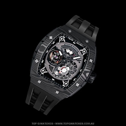 Official TSAR Bomba Automatic Carbon Fiber Kinetic Energy Display Sports Watch TB8210CF - Top G Watches