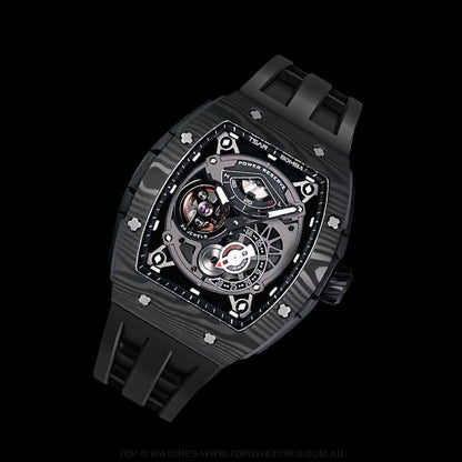 Official TSAR Bomba Automatic Carbon Fiber Kinetic Energy Display Sports Watch TB8210CF - Top G Watches