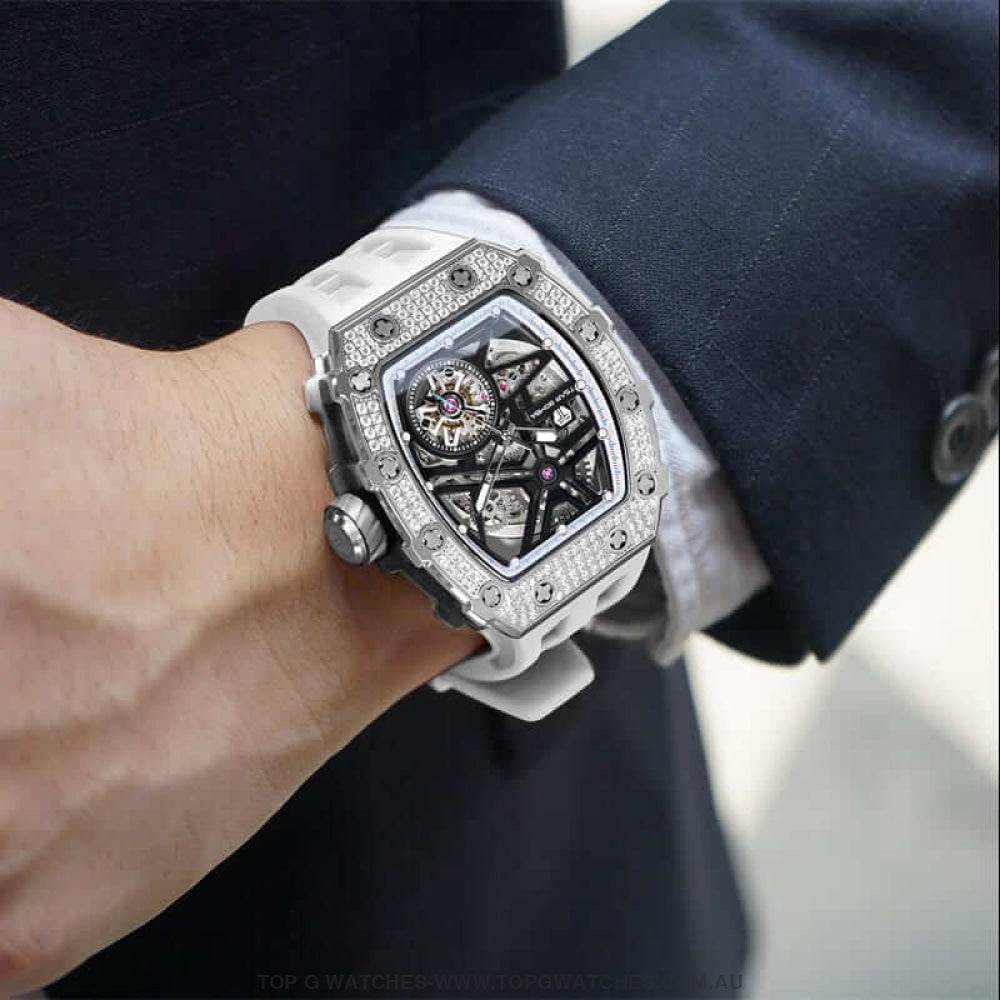 Official TSAR BOMBA Automatic Mechanical Waterproof Diamond Finish Watch TB8209D - Top G Watches