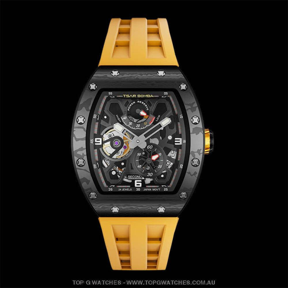 Official TSAR Bomba Carbon Fiber Kinetic Energy Display Automatic TB8212CF - Top G Watches
